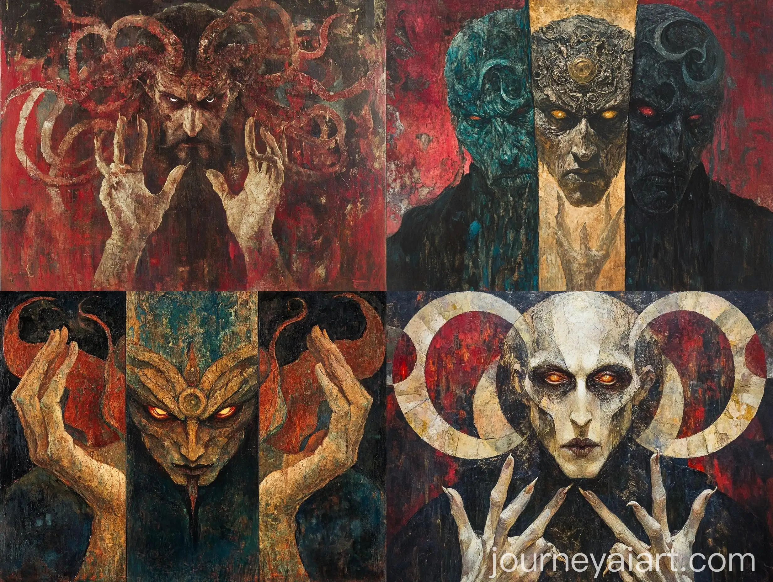 Enigmatic-Chthonic-God-of-Magic-and-Chaos-in-Triptych-Form