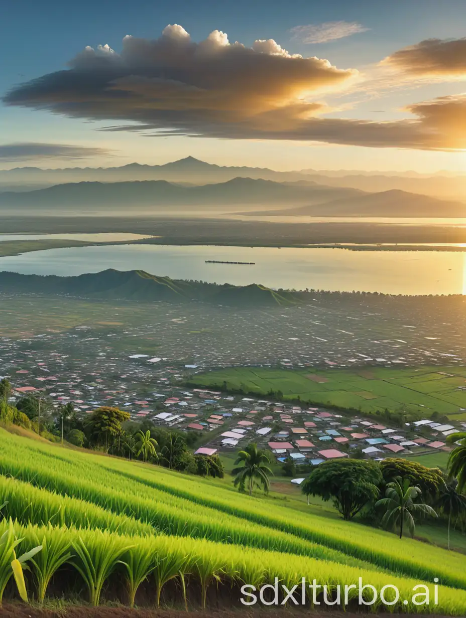 Panoramic-View-of-Calamba-at-Sunrise-with-Lush-Fields-and-Laguna-de-Bay