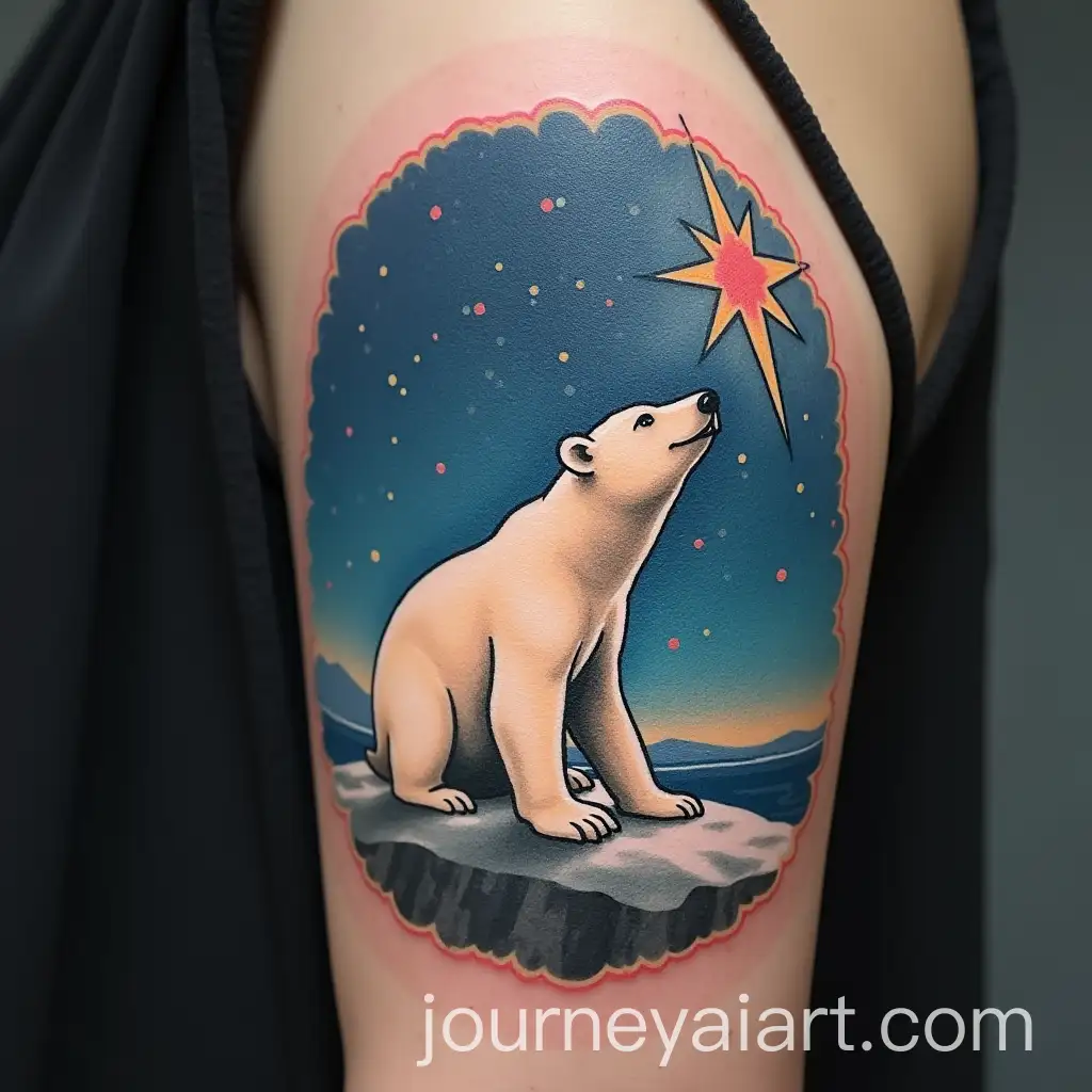 Polar-Bear-Gazing-at-Shooting-Star-Tattoo-Design