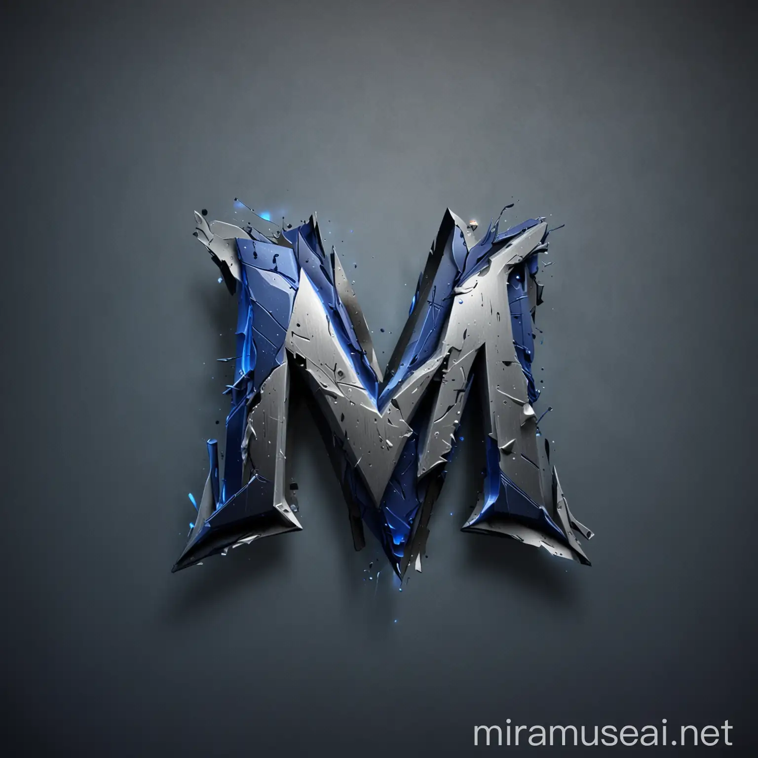 Abstract Metallic M Letters Logo for War Game