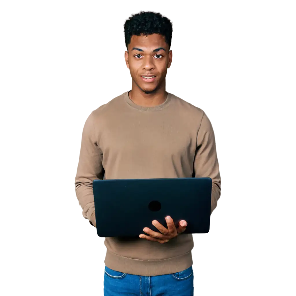 Diverse-Applications-of-a-Black-Guy-Holding-a-Laptop-PNG-Image-for-Enhanced-Visual-Engagement