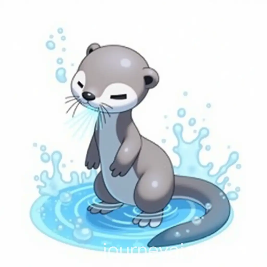 Water-and-Electric-Type-Otter-Pokmon-Art-on-White-Background