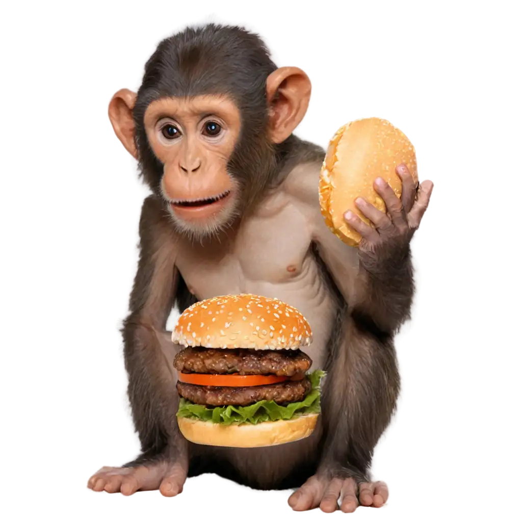 Monkey with burger