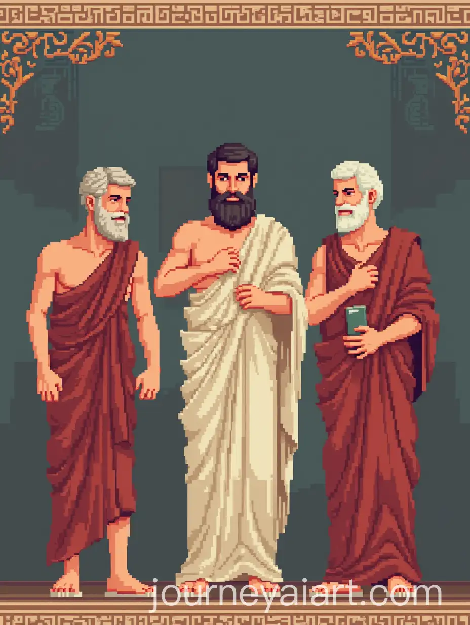 Pixel-Art-of-Ancient-Greek-Philosophers-in-Thoughtful-Poses