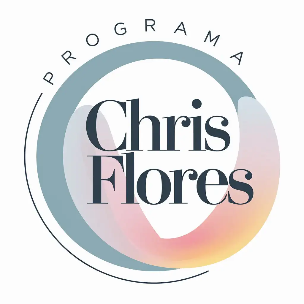 a vector logo design,with the text "Programa Chris Flores", main symbol:create logo for program called programa chris flores following tones of light blue, pale pink and light orange. Use a delicate font. Only lettering. Write in Portuguese. Do not put symbols.,Minimalistic,clear background