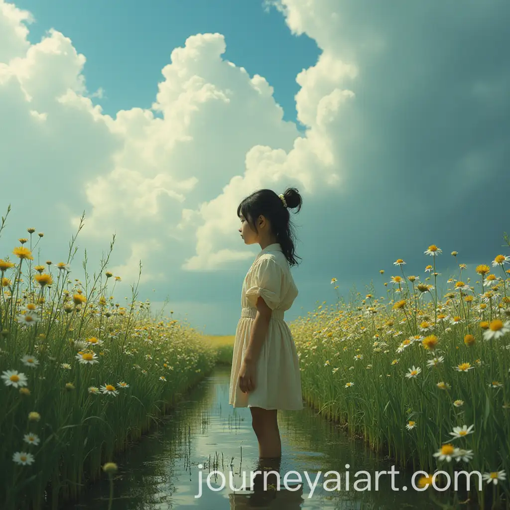 Tobler-Girl-in-a-Flower-Field-Under-Stormy-Sky