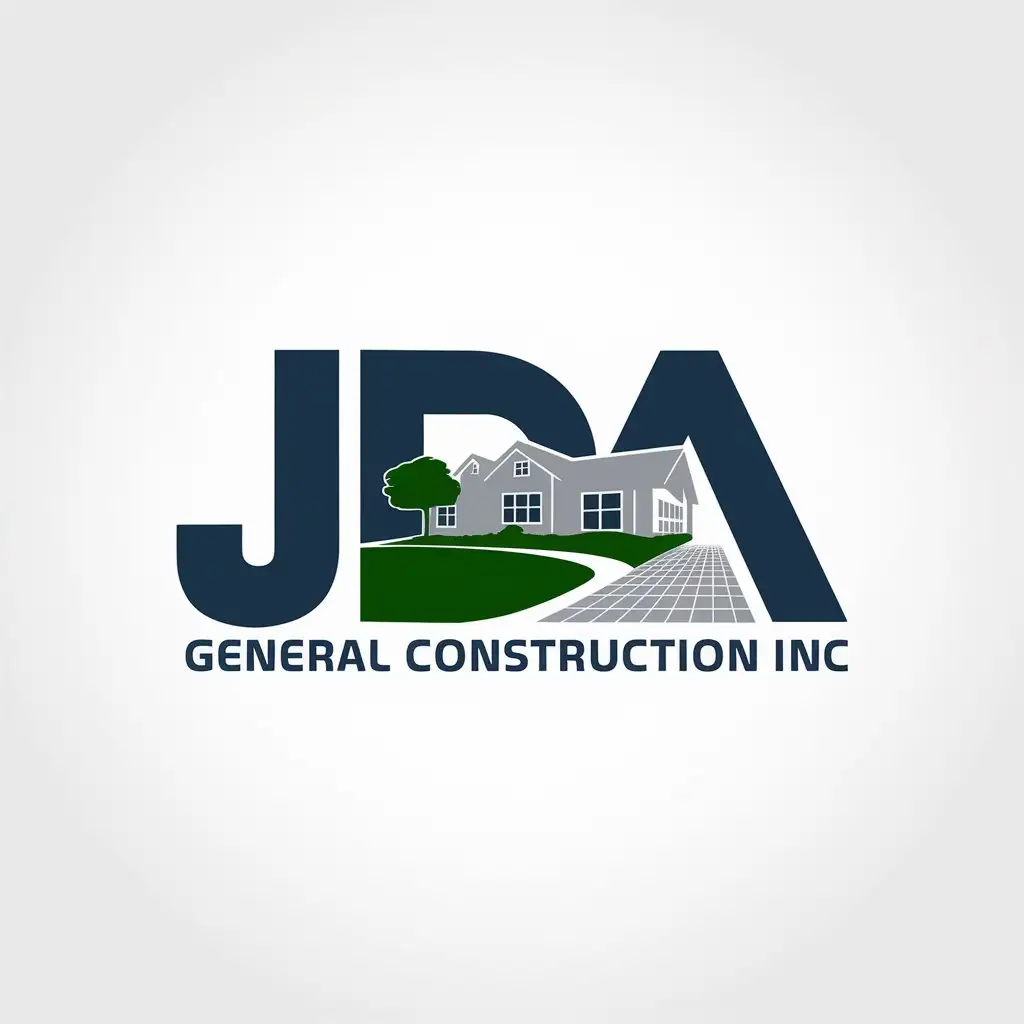 LOGO Design for JDA General Construction Inc House Landscaping Pavers with Green Lawn Theme