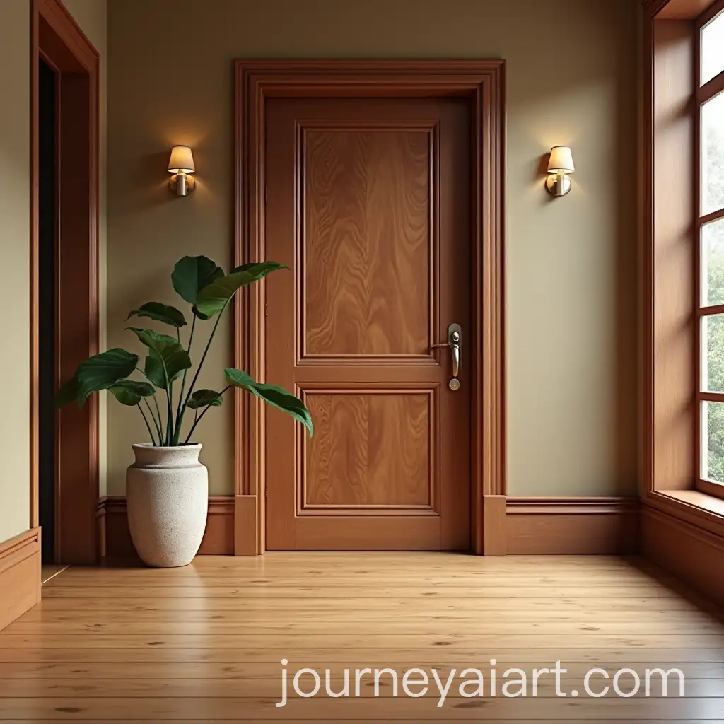 Retro-Style-Oak-Interior-with-Rosewood-Door-Design
