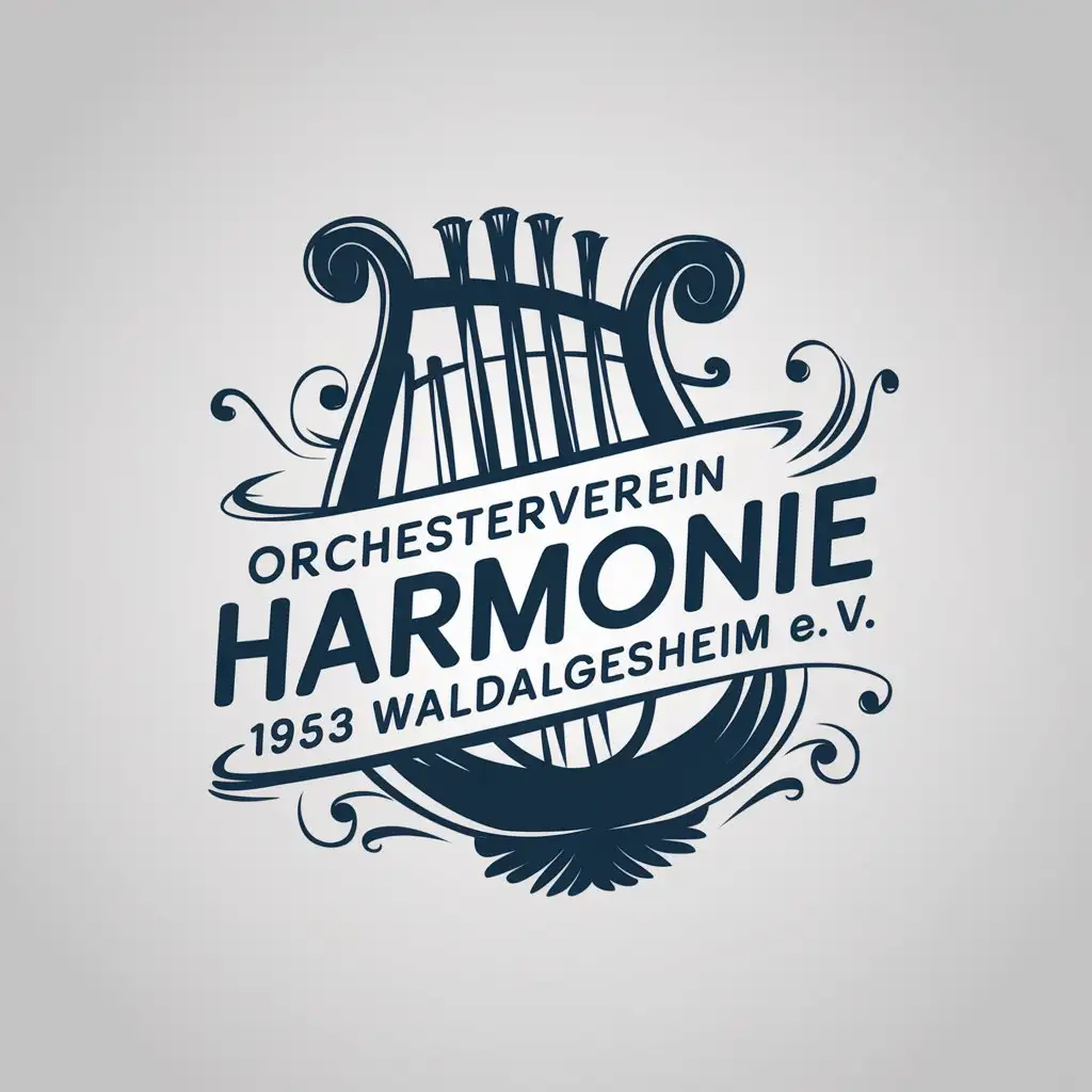 LOGO Design for Orchesterverein Harmonie 1953 Waldalgesheim eV Lyra Symbol with Elegant Detailed Design