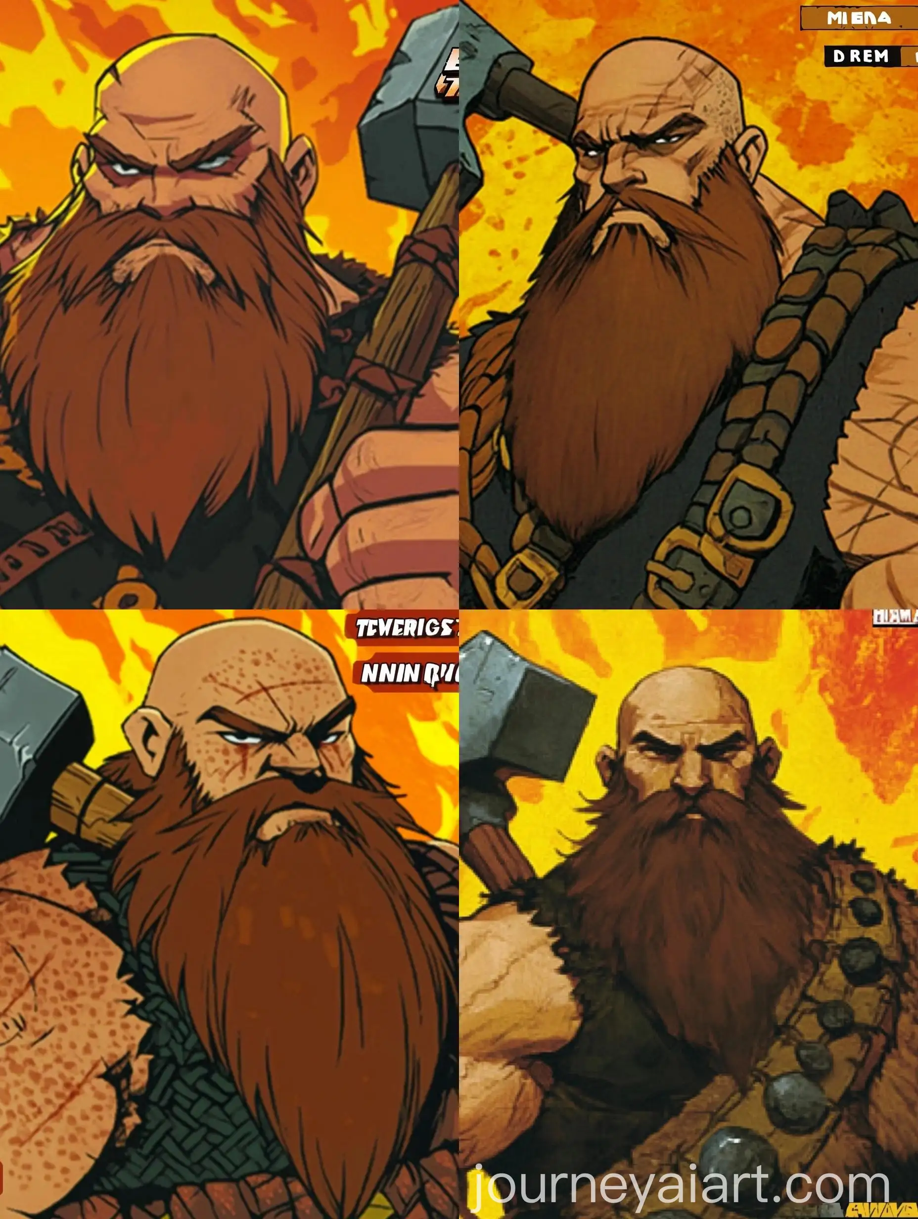 Barbarian-with-Iron-Hammer-in-Lava-Cave-Background