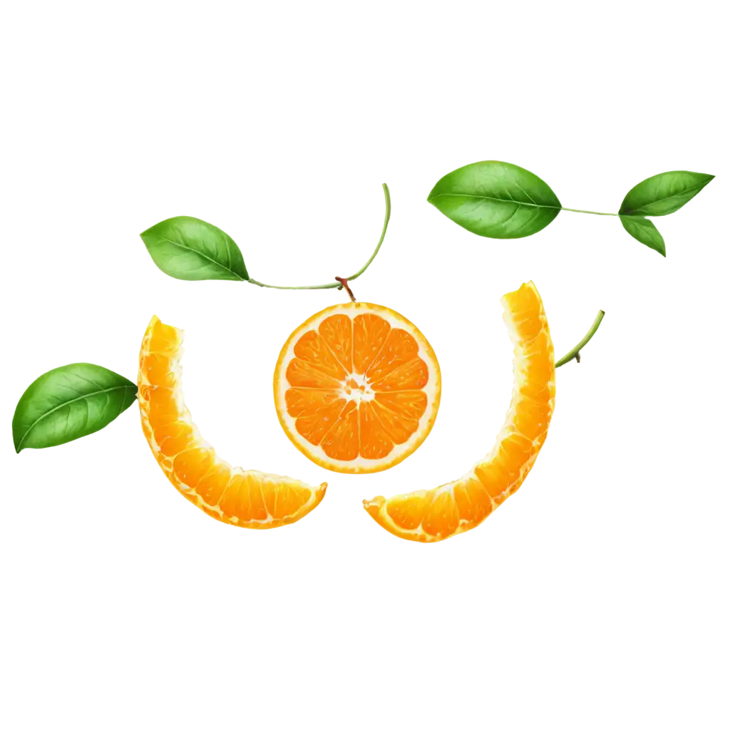 2 slices of orange bright colors realistic image