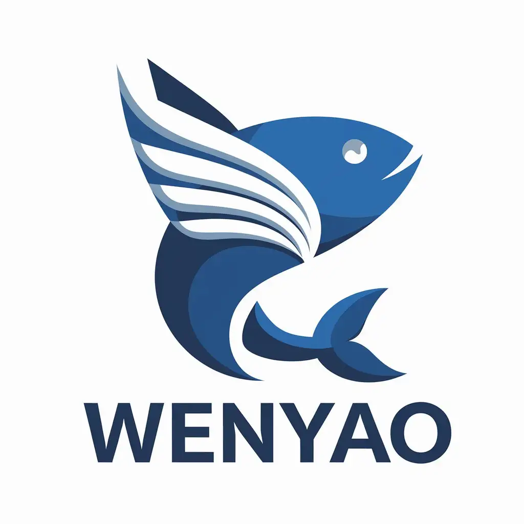 a vector logo design,with the text "WENYAO", main symbol:fish body bird wings,Moderate,be used in Technology industry,clear background