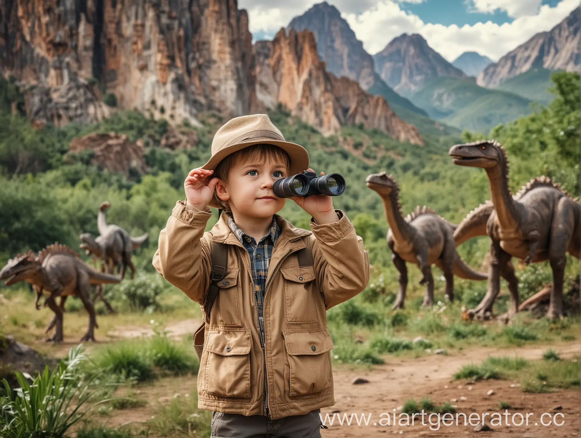 Young-Boy-Explorer-with-Binoculars-in-Dinosaur-Park