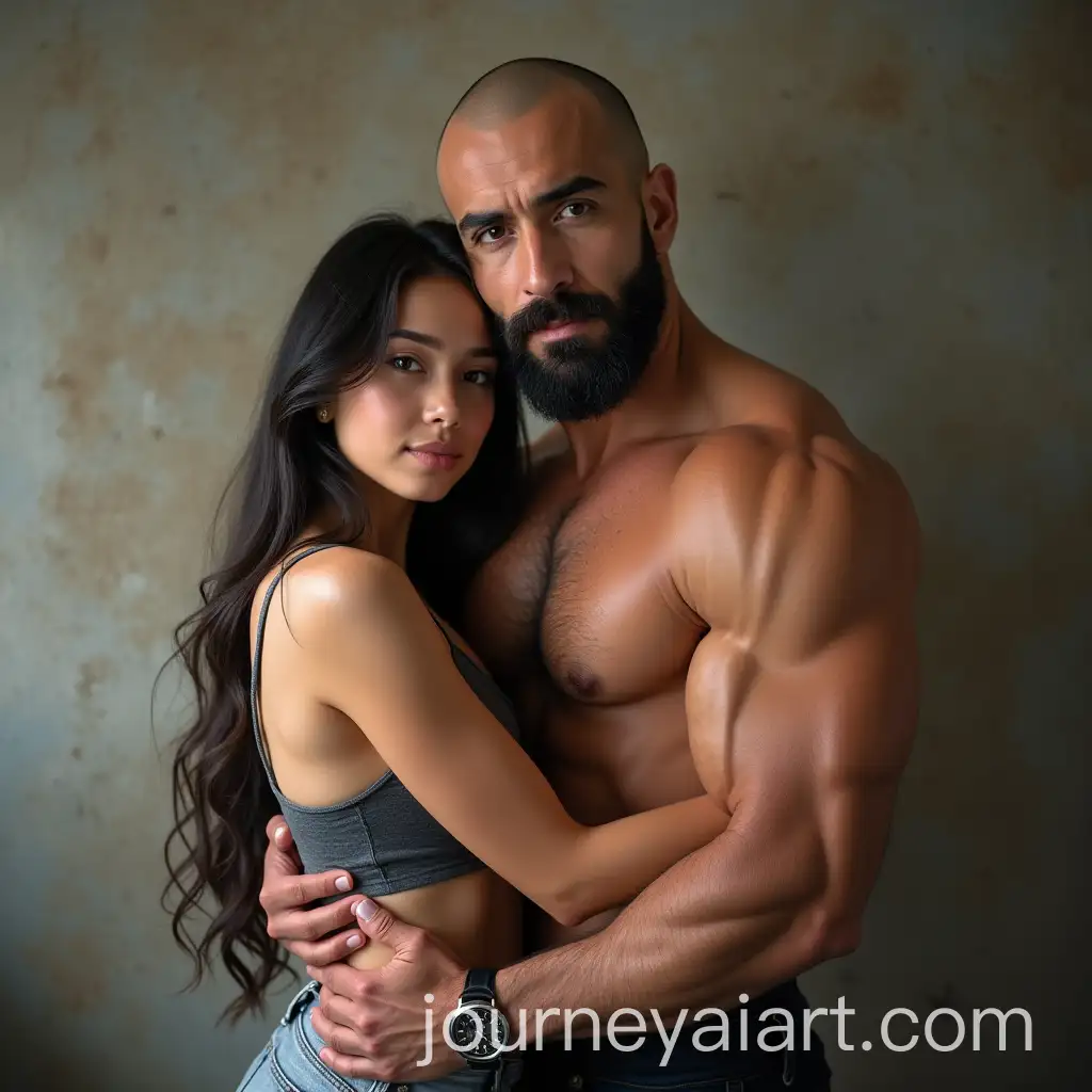 Young-Asian-Couple-Hugging-Muscular-Bodybuilder-in-Fitness-Clothing