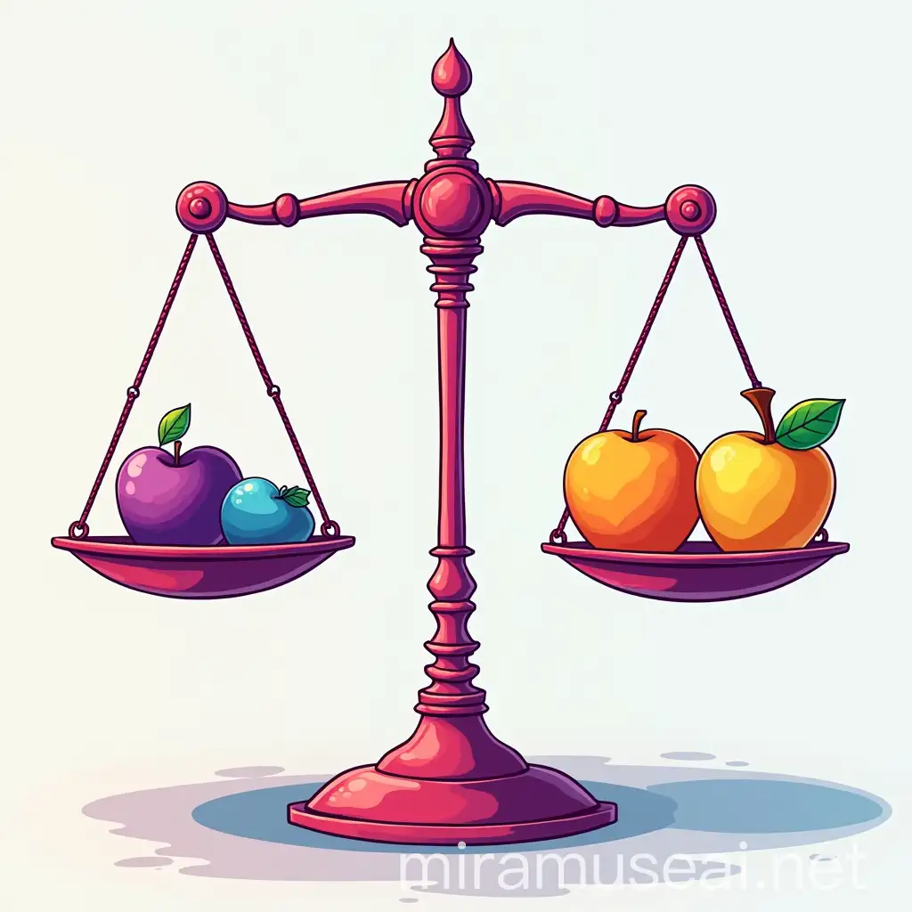 Educational Scale of Justice in Vibrant Cartoon Style