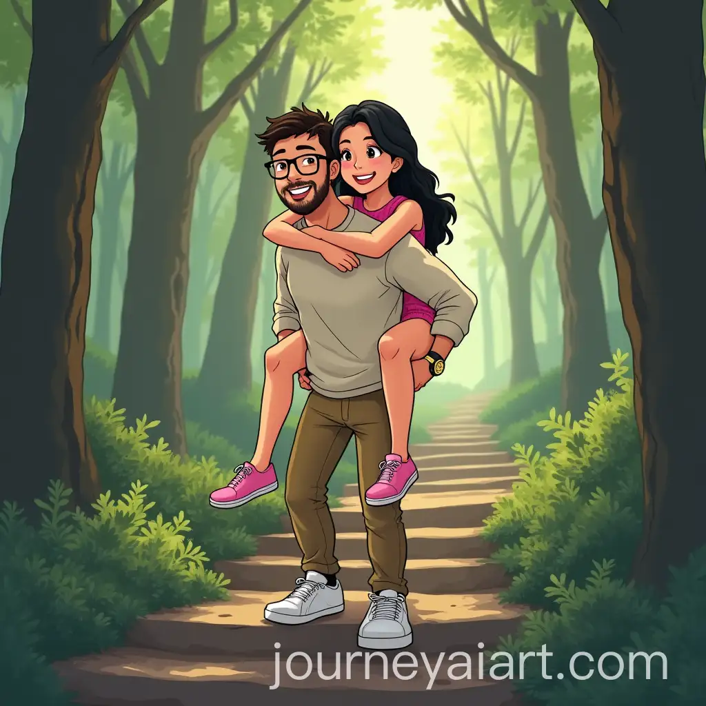 Couple-Enjoying-a-Forest-Adventure-with-Piggyback-Ride
