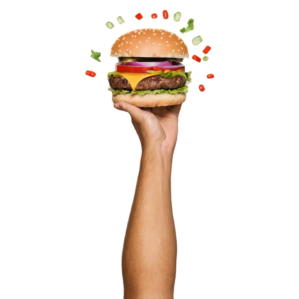 Delicious-Burger-with-Flying-Vegetables-PNG-Savory-Image-Creation