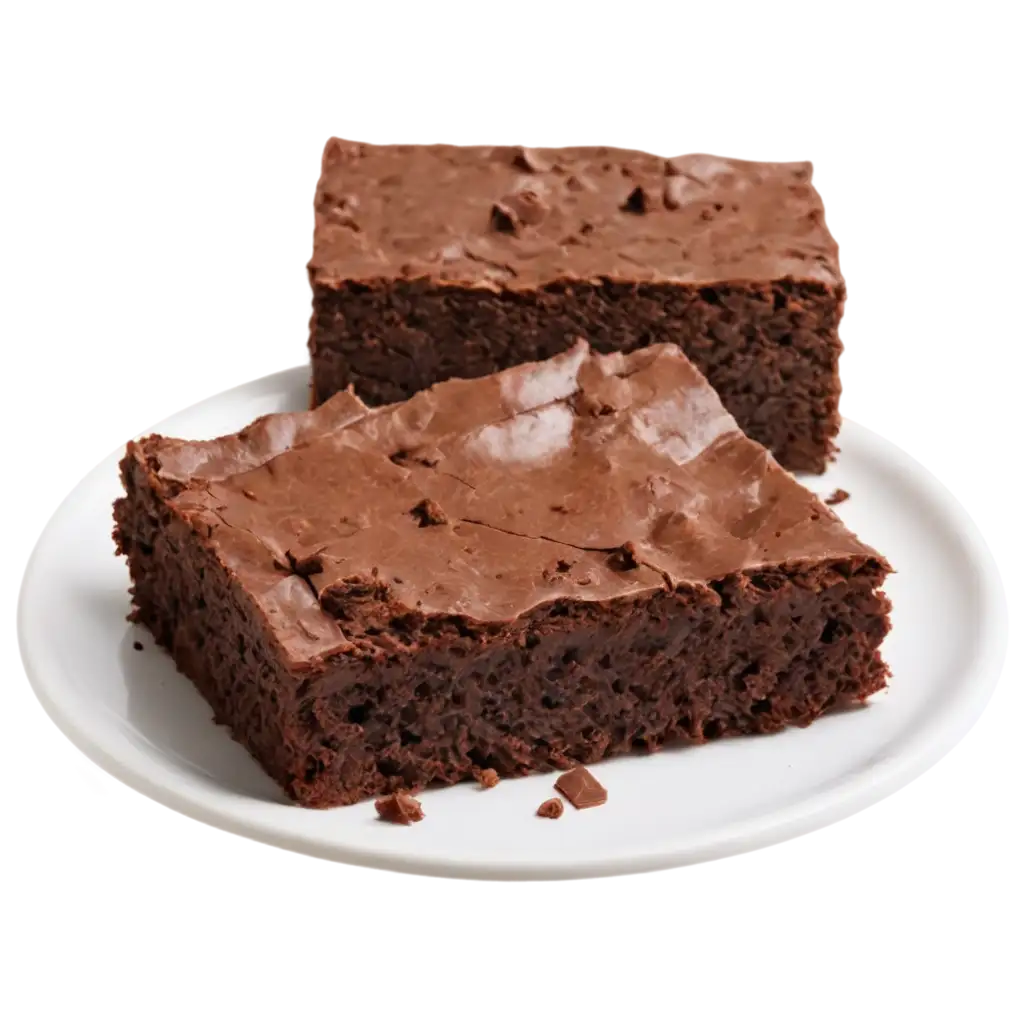 Chocolate-Brownie-Slice-PNG-Tempting-Dessert-on-a-White-Plate