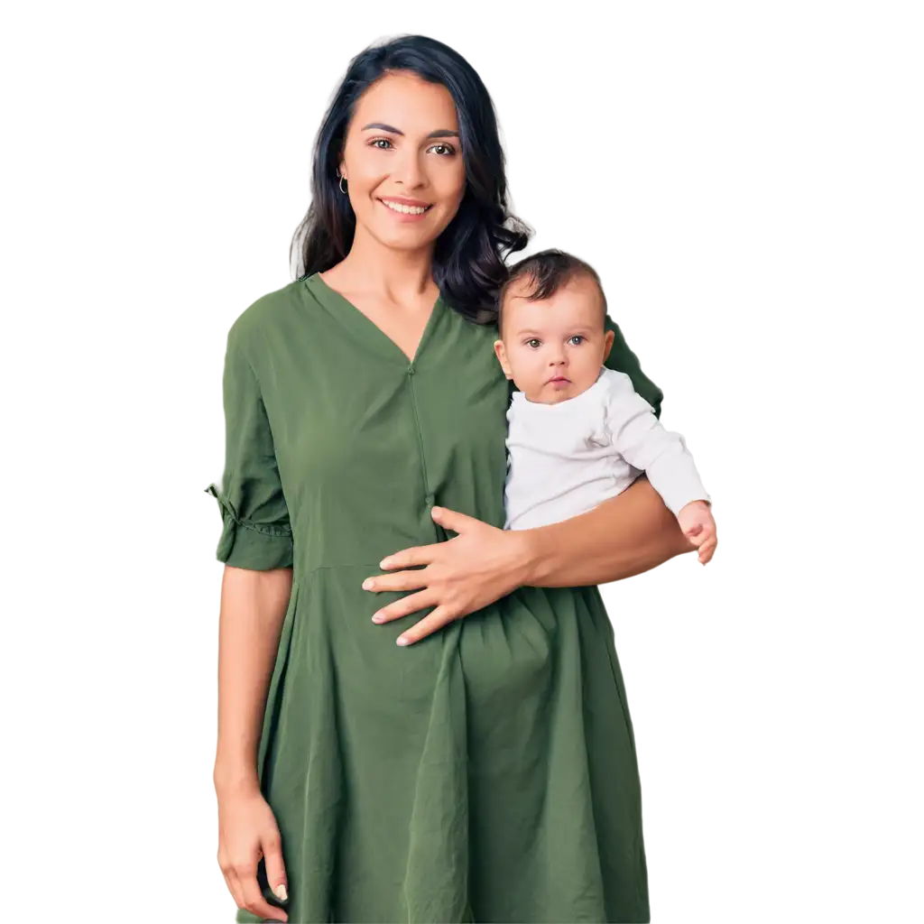 Elegant-PNG-Image-of-a-Woman-Holding-Her-Baby-in-Green-Attire