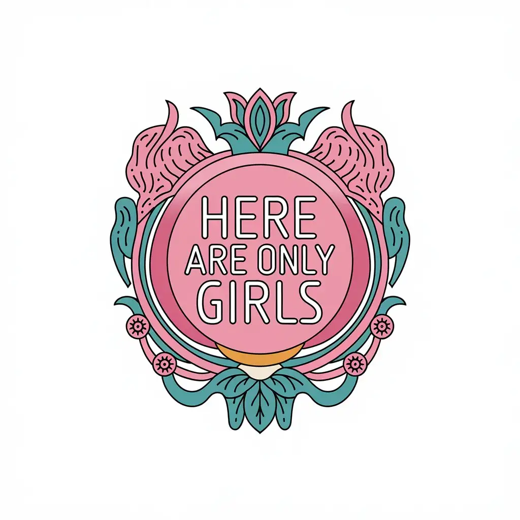 a vector logo design,with the text "Here are only girls", main symbol:Pomegranate and flower,Moderate,be used in Others industry,clear background