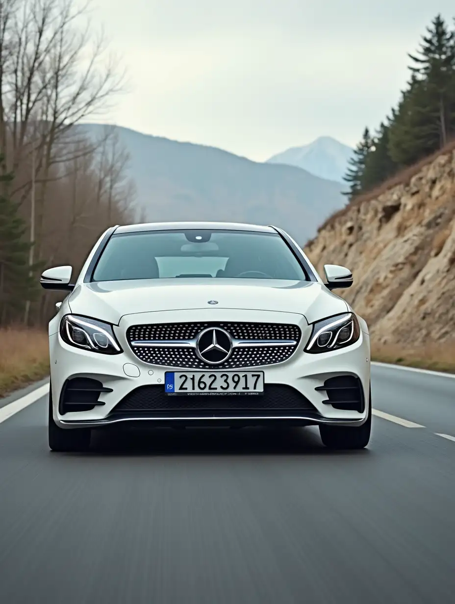 A Mercedes C220 class walking on the highway with white color