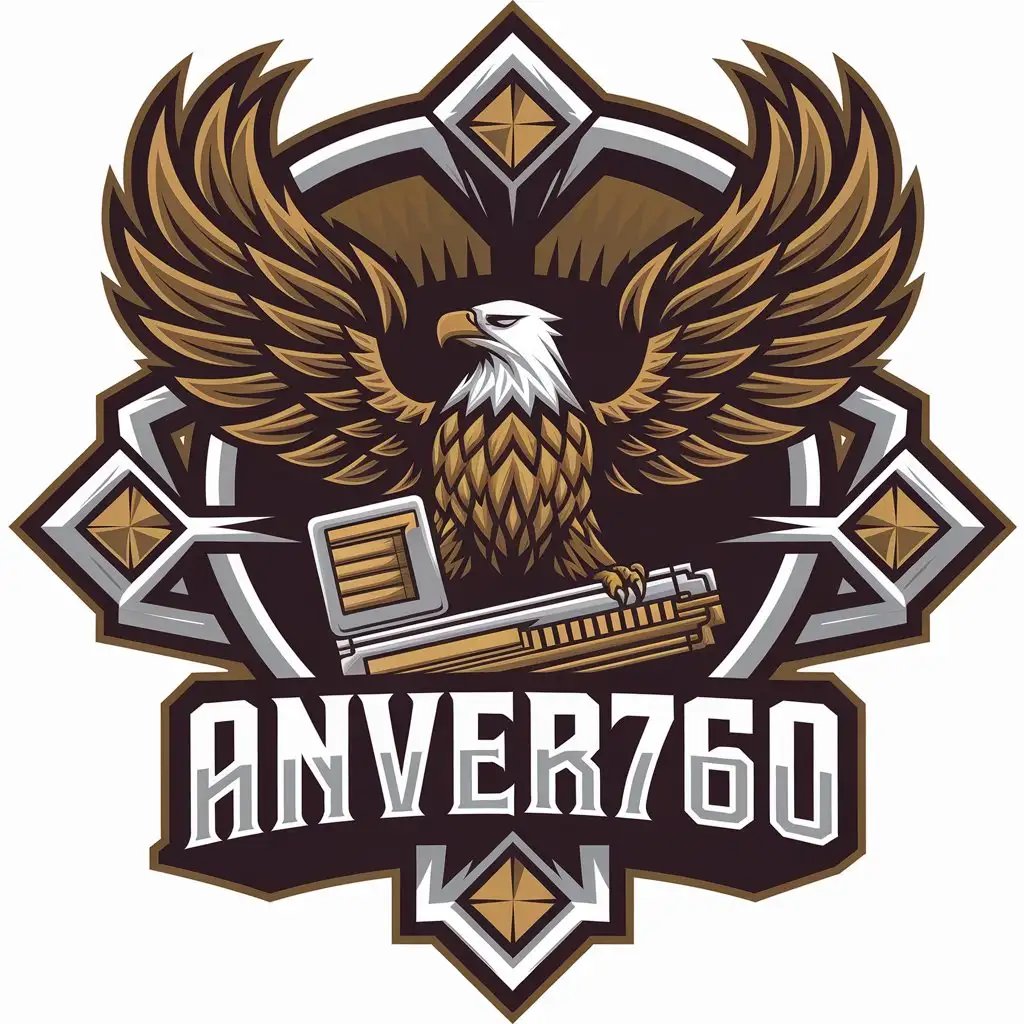 a vector logo design,with the text "anver760", main symbol:Eagle,complex,be used in Technology industry,clear background