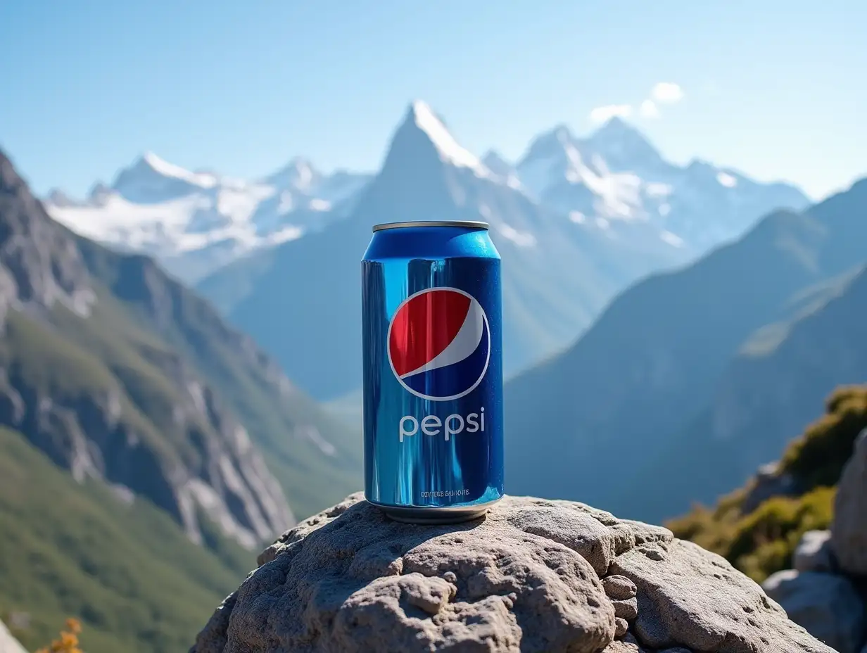 A big Pepsi can in a mountain