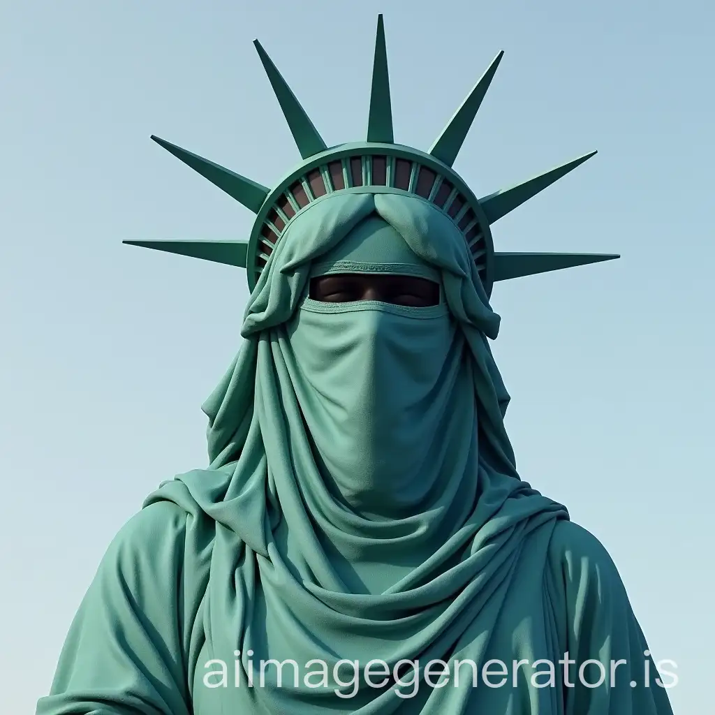 Statue-of-Liberty-Wearing-a-Burka-A-Symbolic-FusionAI-Image-Prompt-Expansion-of-Cultures