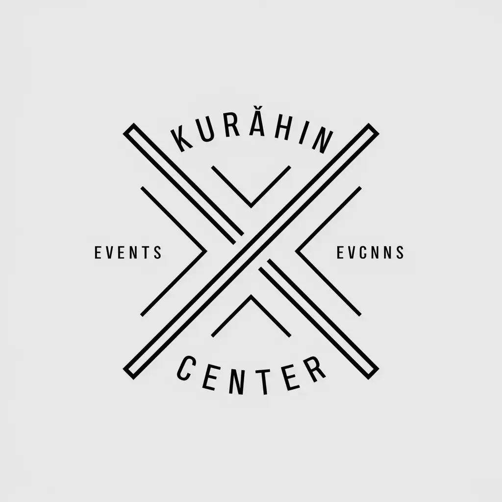 a vector logo design,with the text "Kurёhin center", main symbol:crossed lines,Minimalistic,be used in Events industry,clear background