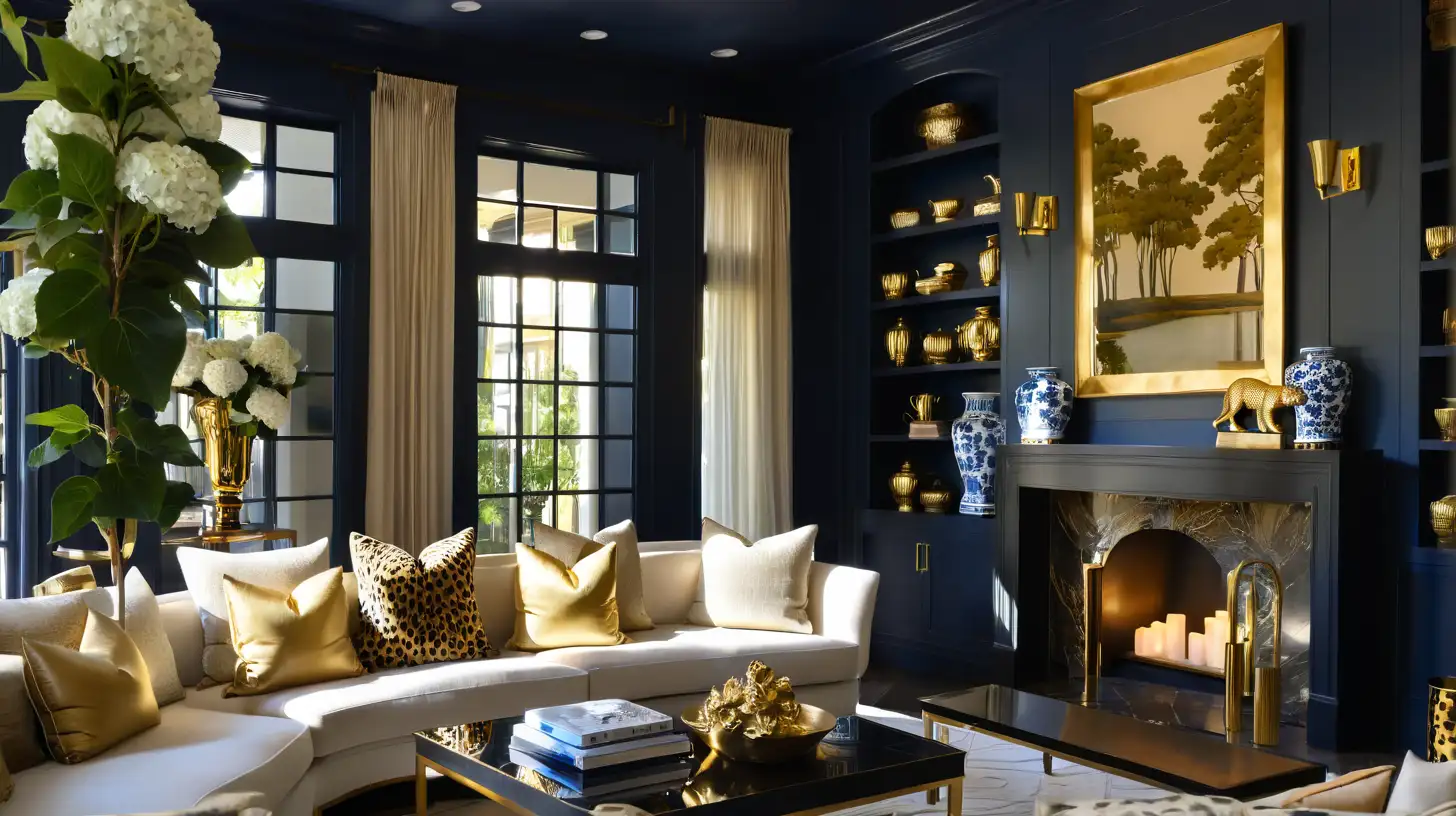 Elegant Interior Decor with Chinoiserie Vases and Gold Accents