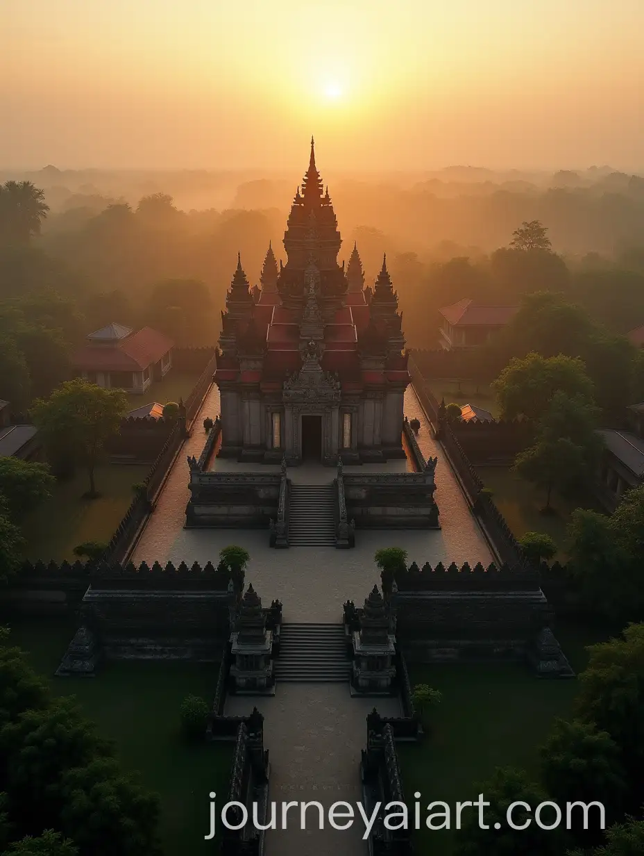 Majestic-Singasari-Palace-at-Sunrise-Surrounded-by-Tropical-Forests