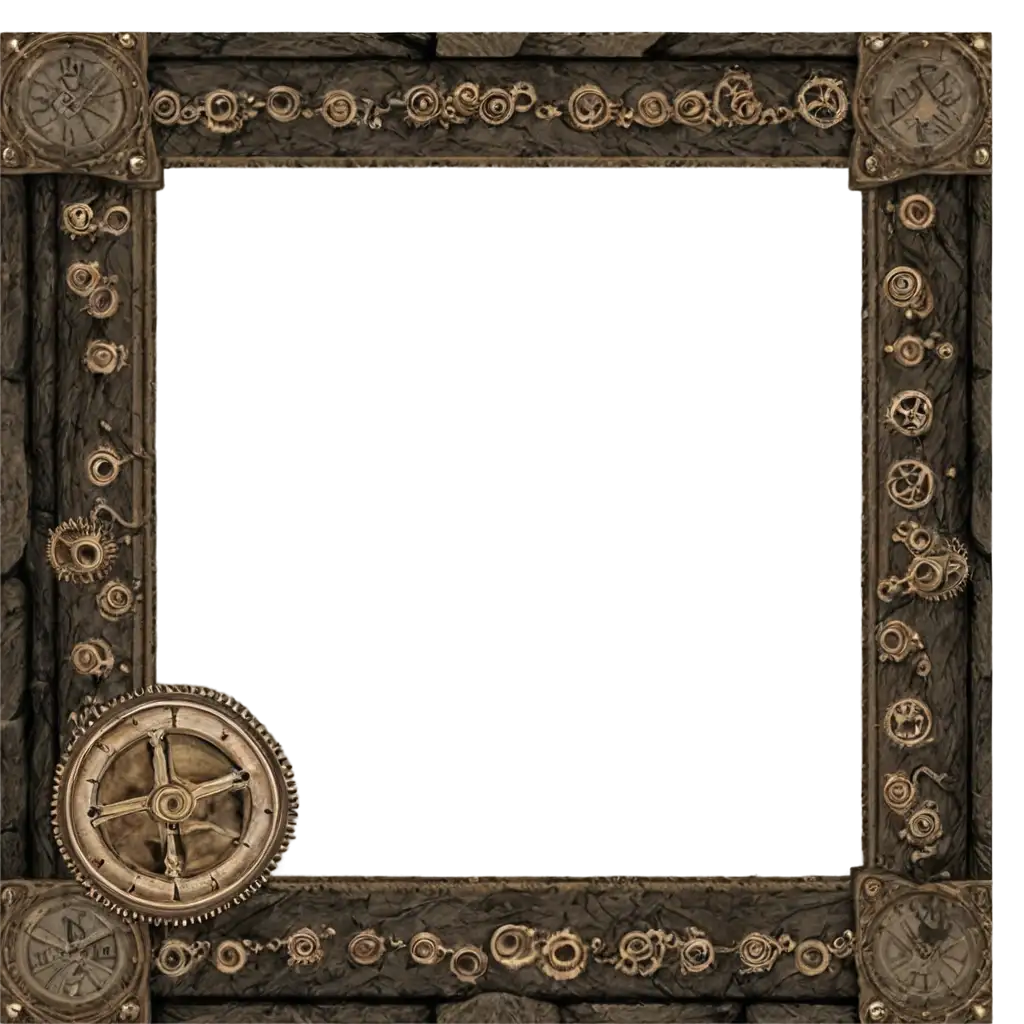 Create for me the best vertical frame in Steampunk and Medieval style