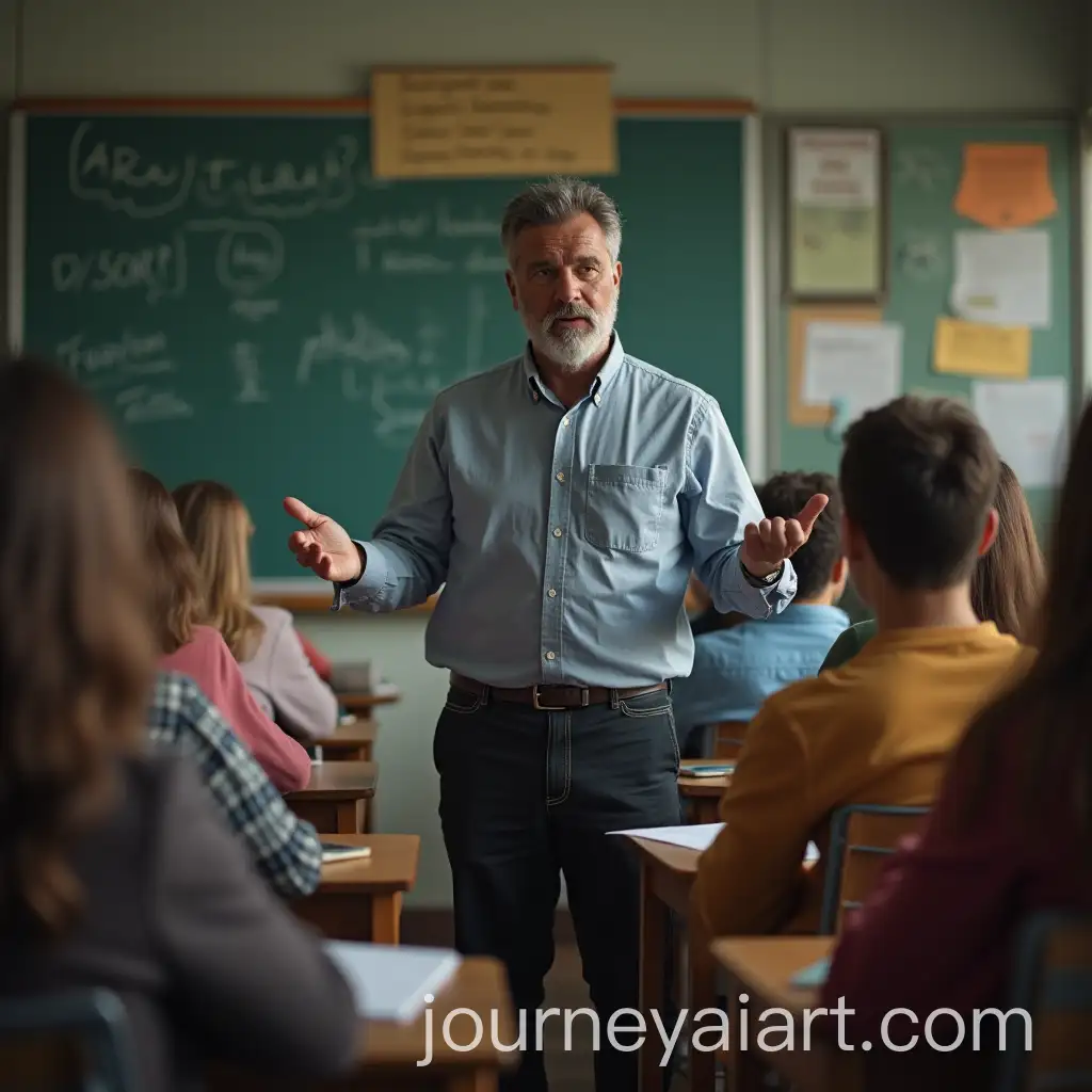 Grumpy-University-Teacher-in-Classroom-with-Students-Who-Like-Him