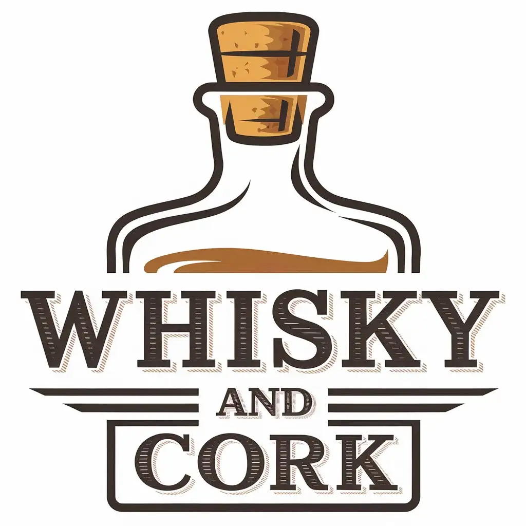 LOGO Design for Whisky and Cork Vector Logo Featuring Whiskey Bottle on a Clear Background