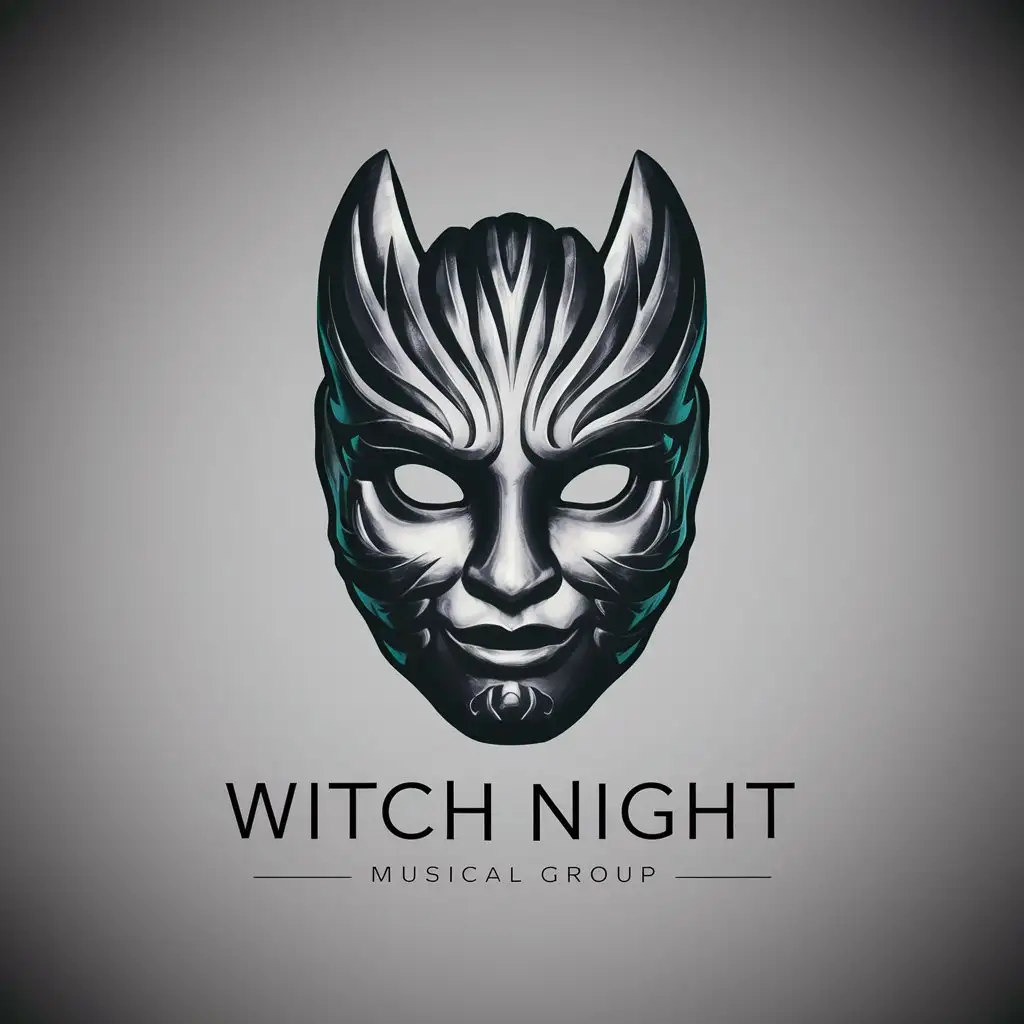 a logo design,with the text "Witch Night", main symbol:Hanny Mask,complex,be used in Musical group industry,clear background