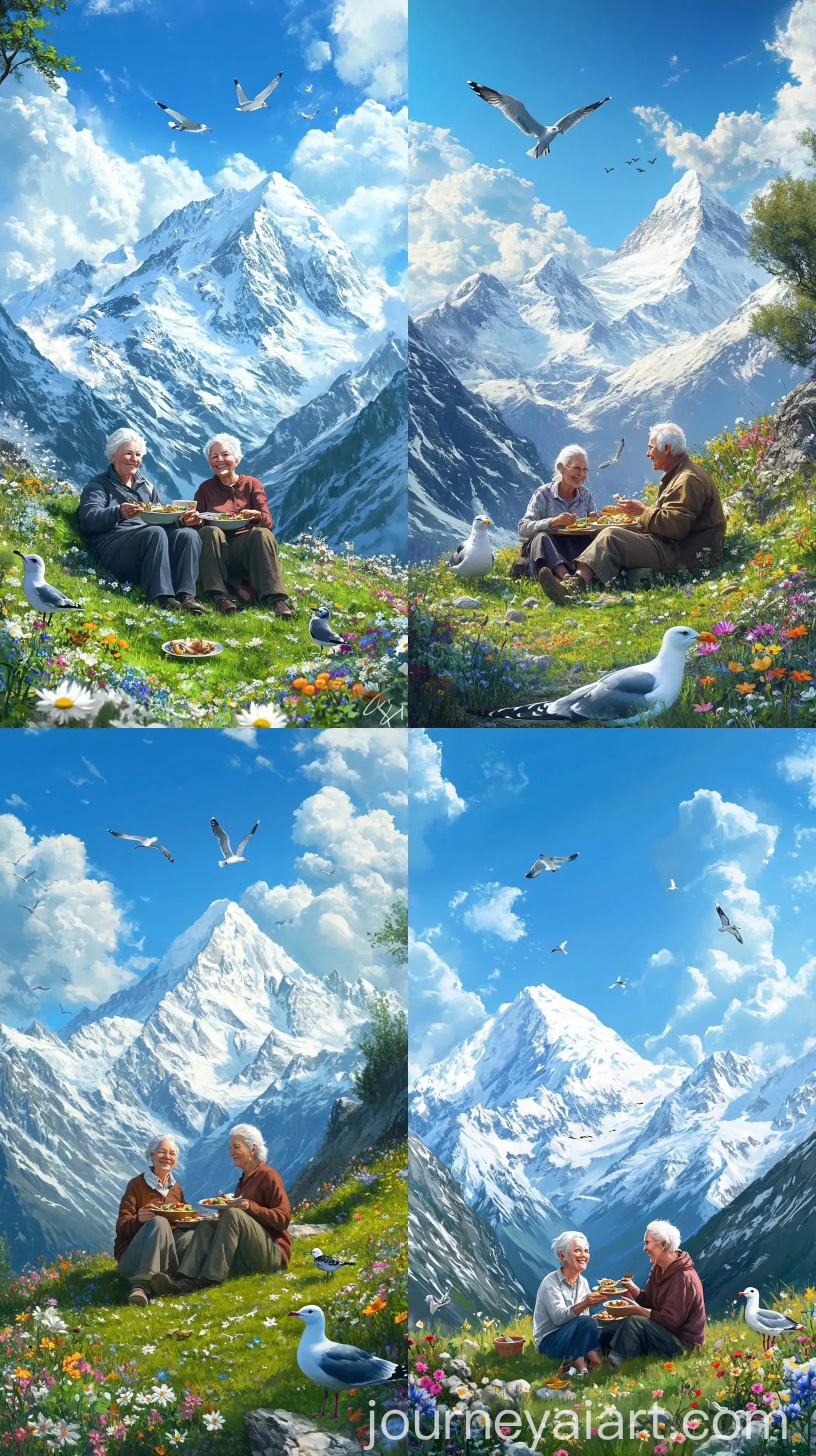 Elderly-Couple-Enjoying-Picnic-with-Mountain-View