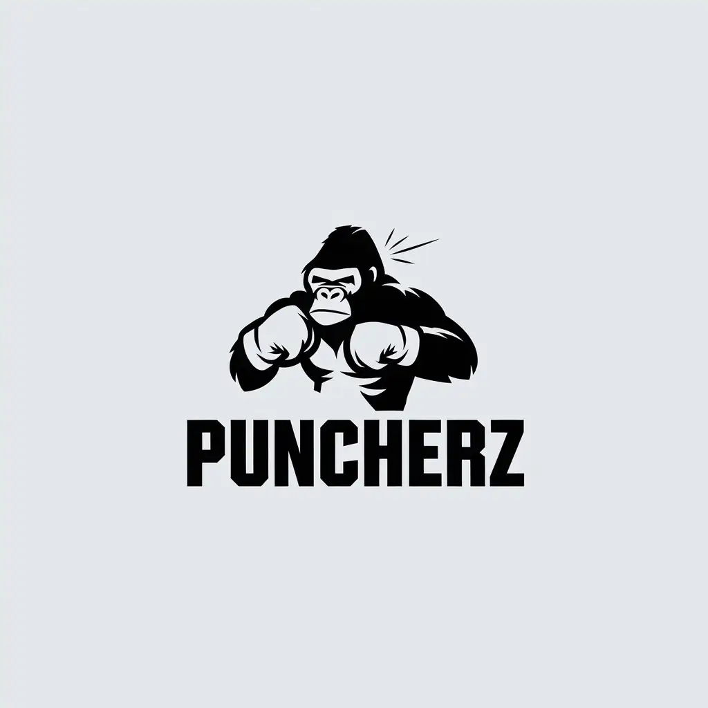 LOGO Design for Puncherz Minimalistic Gorilla Boxing Theme for Sports Fitness