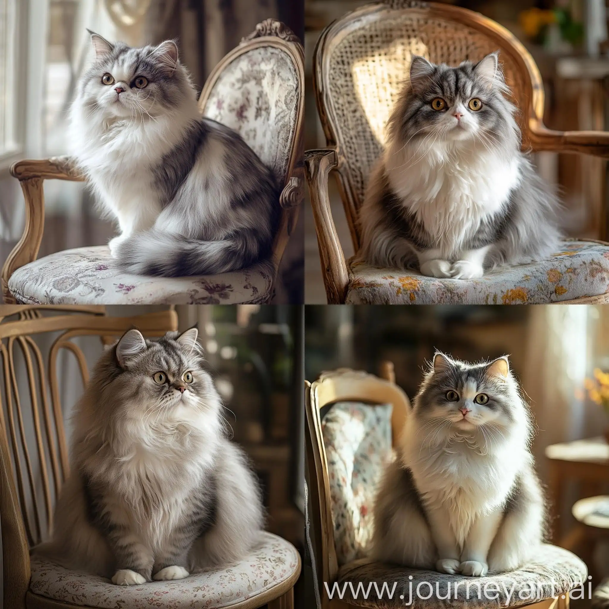 Graceful-Persian-Cat-Sitting-on-Wooden-Chair