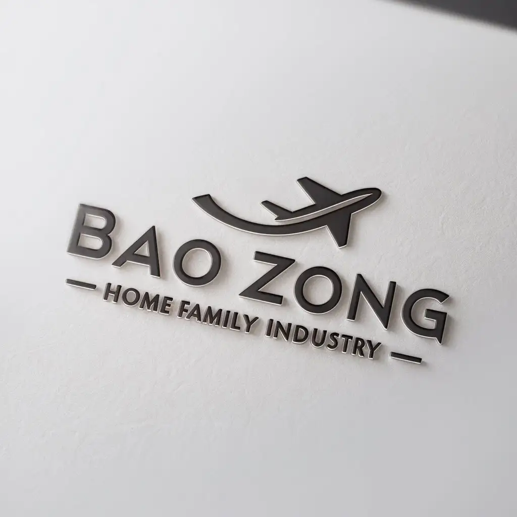 a logo design,with the text "Bao Zong", main symbol:airplane,Minimalistic,be used in Home Family industry,clear background