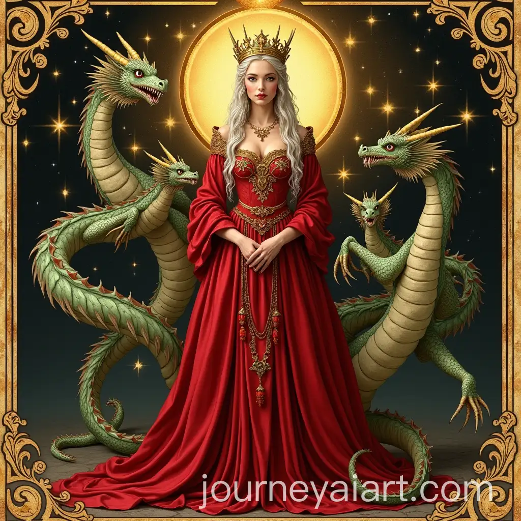 Daenerys-Targaryen-in-a-Byzantine-Dress-Surrounded-by-Baby-Dragons