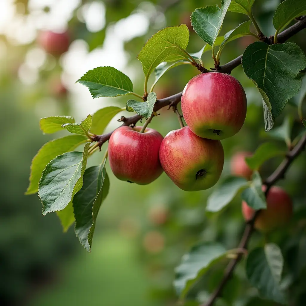 beautiful garden with abundant apples