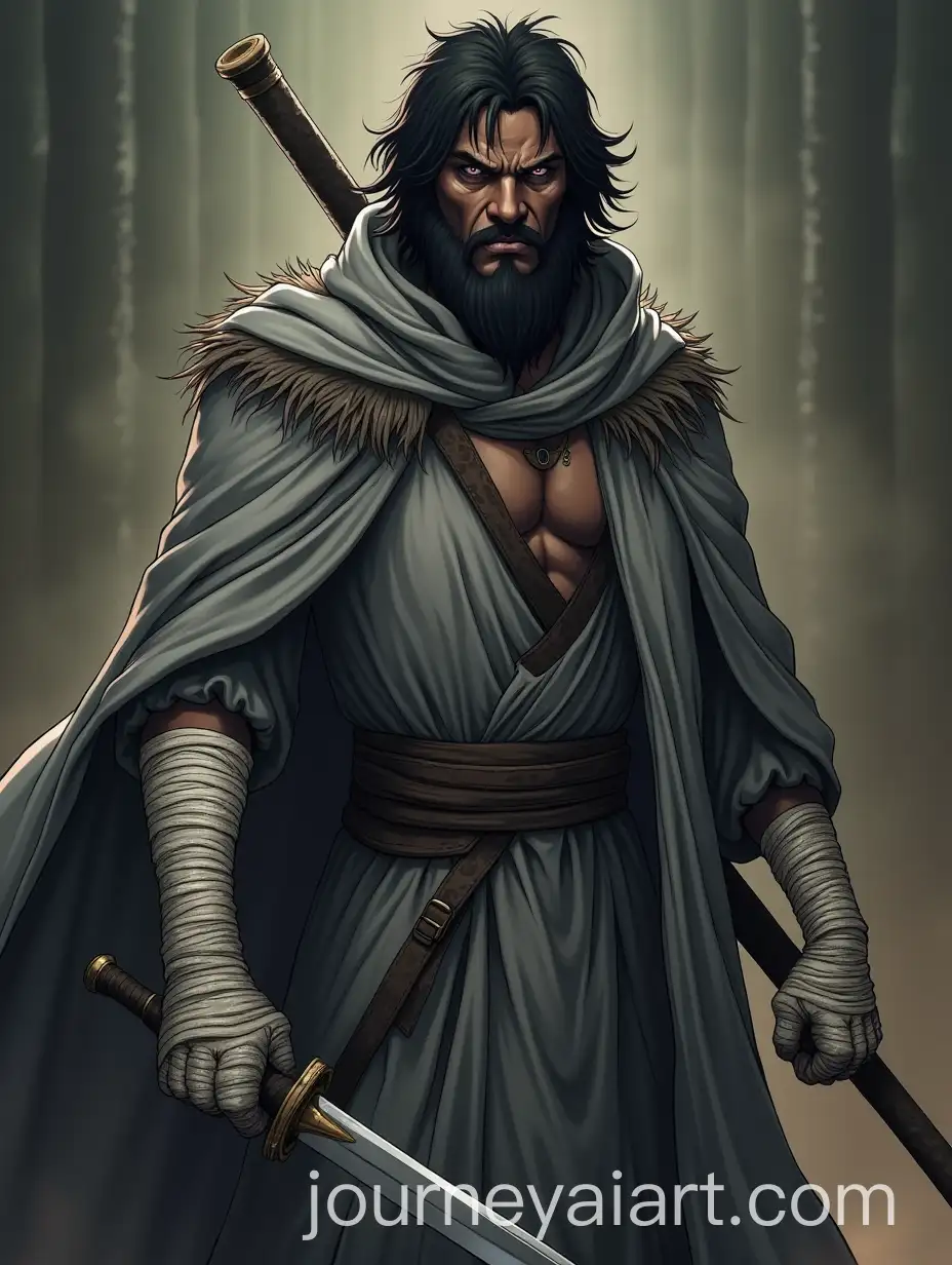 Intimidating-African-Warrior-in-Anime-Style-with-Dagger-and-Leopard-Skin-Gown