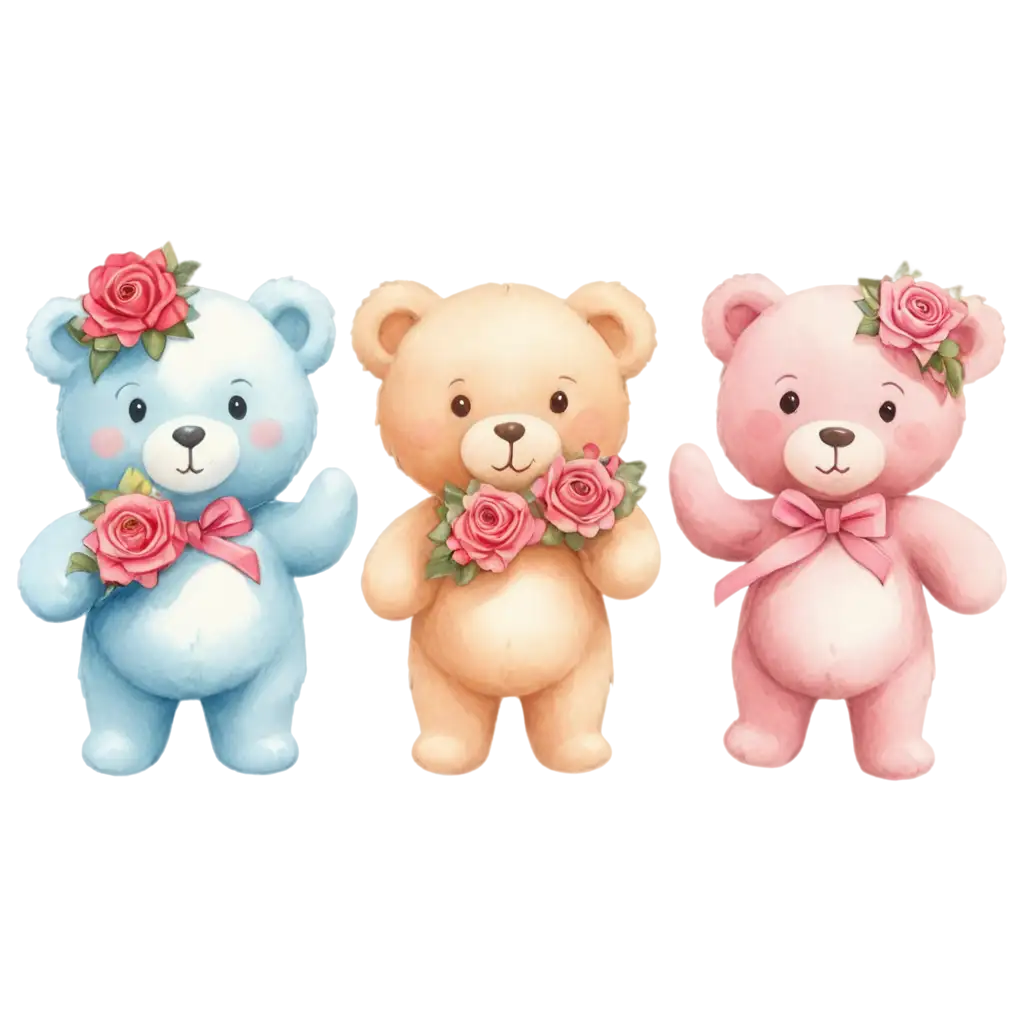 Adorable-Valentines-Day-Teddy-Bears-PNG-with-HeartShaped-Gifts-Roses-and-Pastel-Decorations-Perfect-for-Cards-and-Decorations