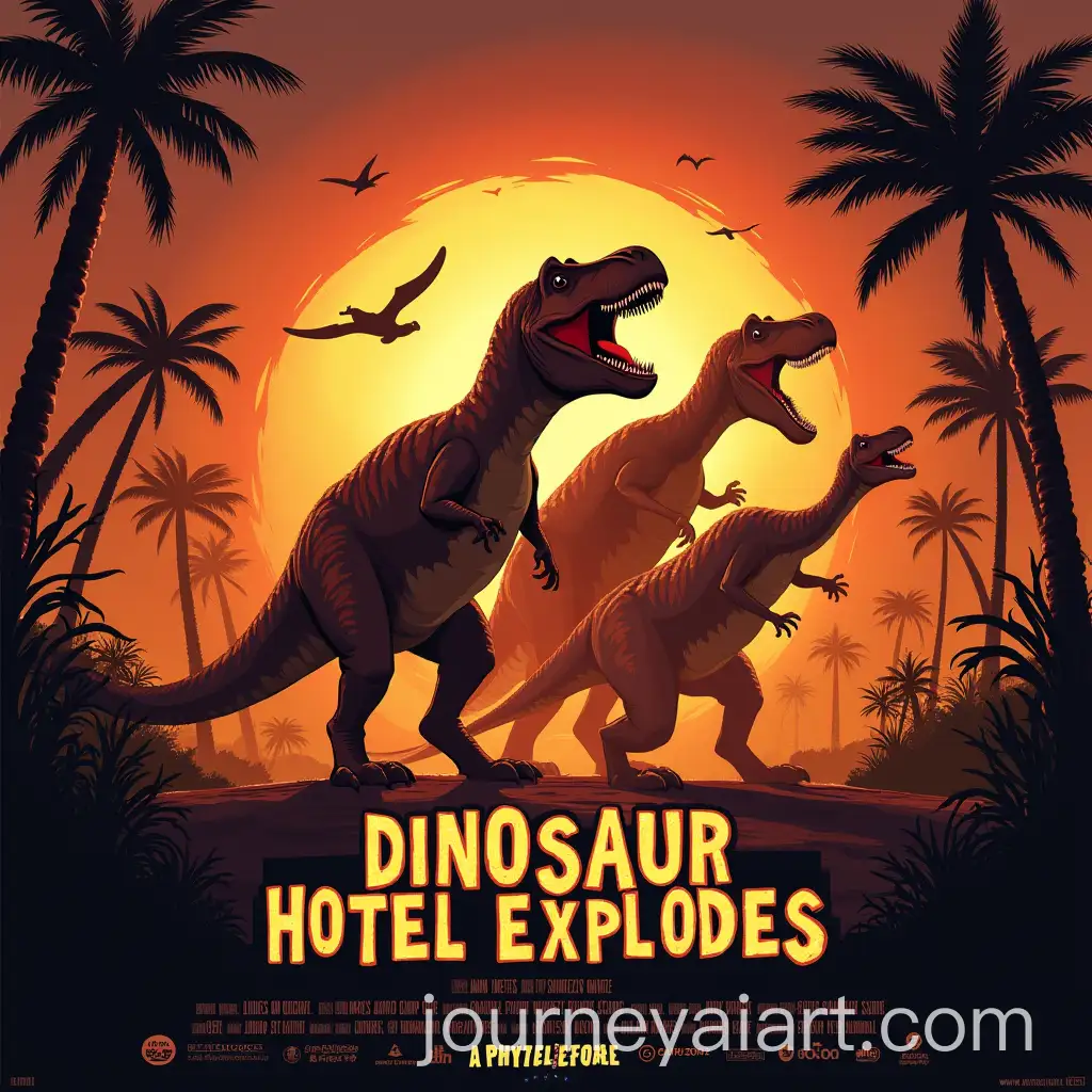 Dinosaur-Hotel-Explodes-Movie-Poster-with-Dramatic-Action-and-Explosive-Visuals
