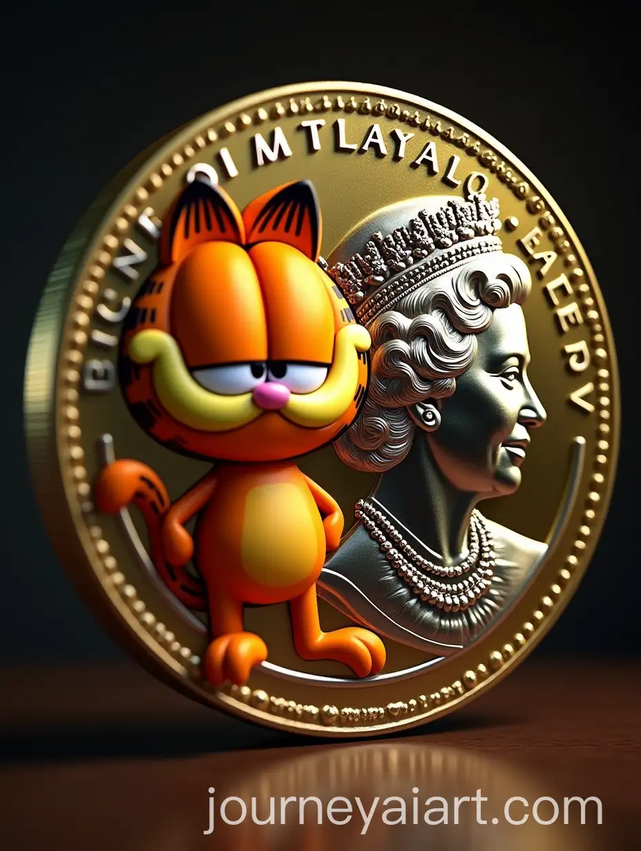 HyperDAI-Image-Prompt-Expansionetailed-Collectible-Coin-Featuring-Garfield-and-Queen-Elizabeth-II