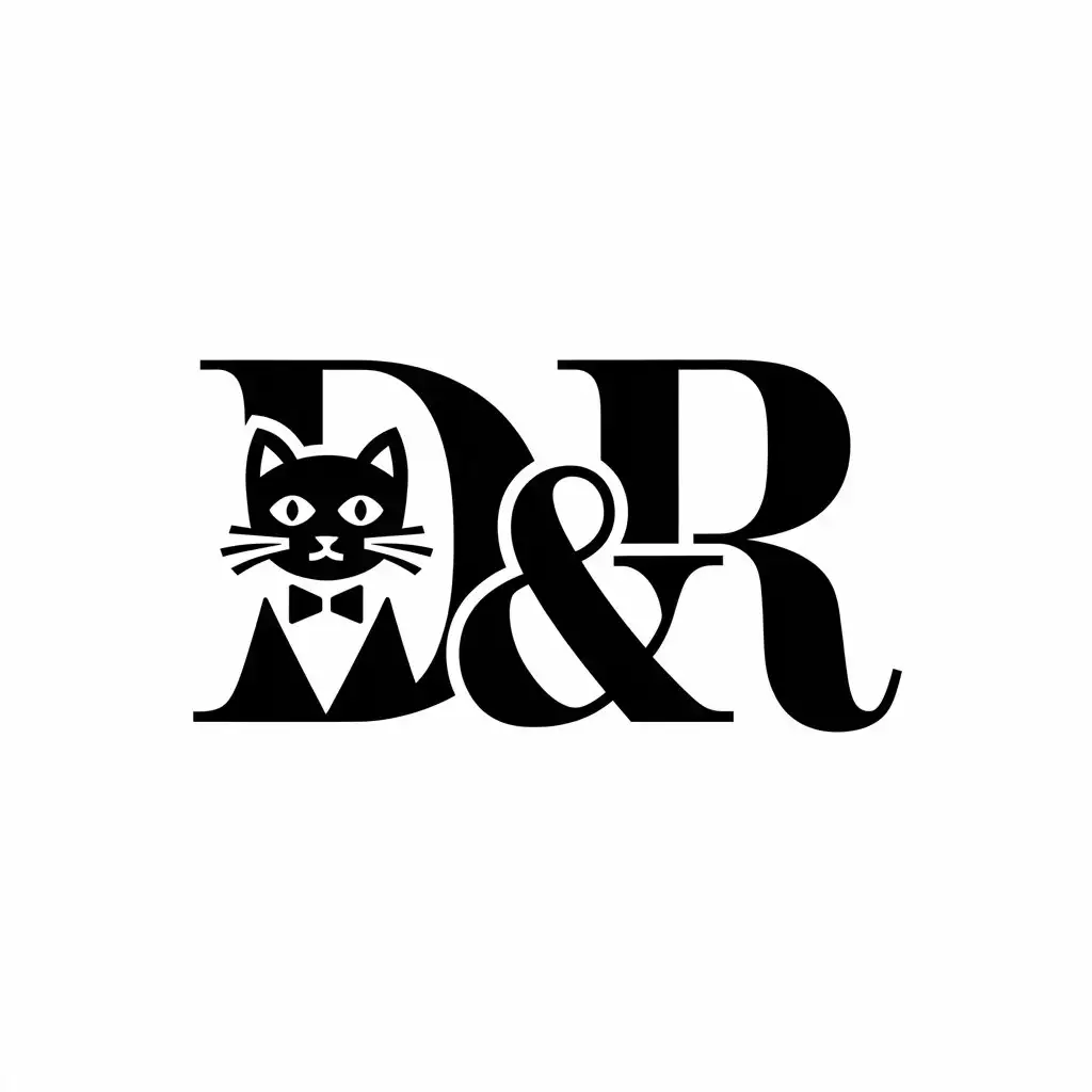 LOGO Design for D R Events Cat Symbol with Elegant Style on Clear Background