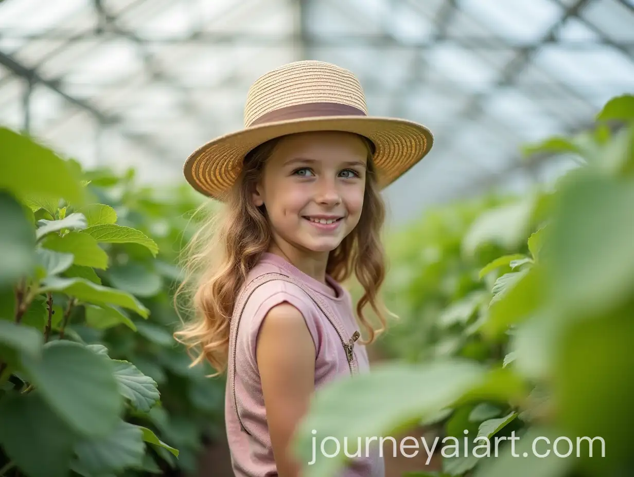 Young-Girl-Exploring-a-Greenhouse-Surrounded-by-Lush-Plants
