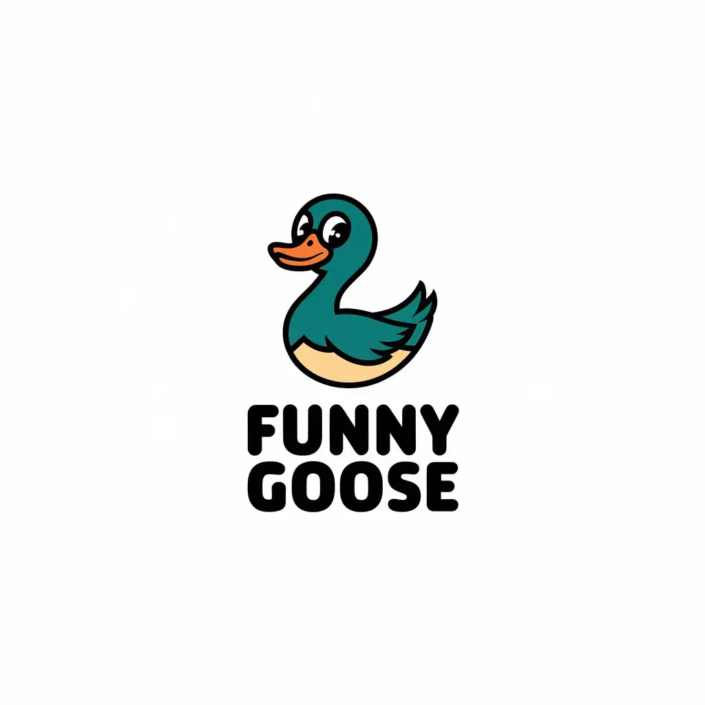 a vector logo design,with the text "Funny goose", main symbol:cartoon duck,Minimalistic,be used in Finance industry,clear background