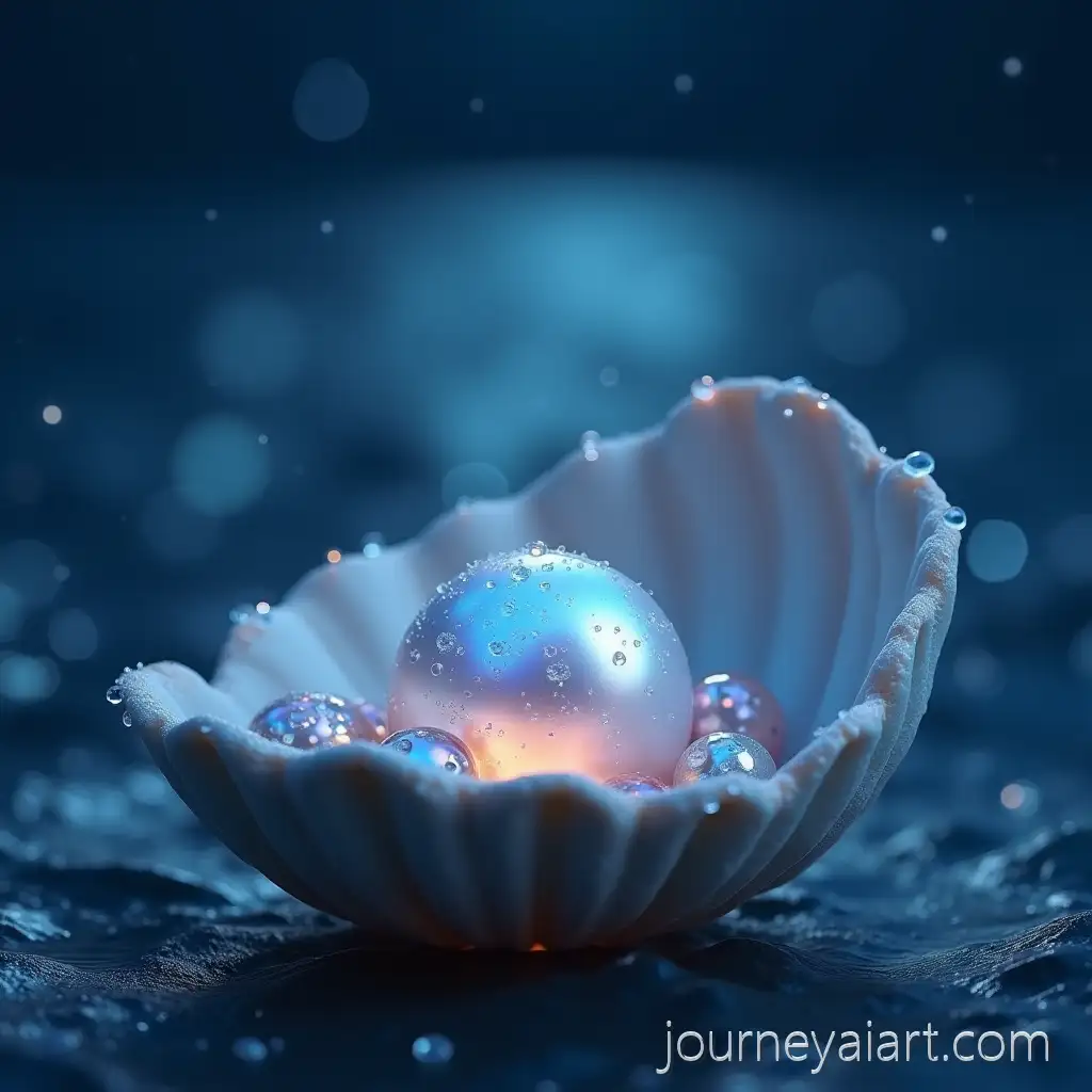 Luminous-Pearl-Glowing-in-Moonlit-Seashell-with-CrLuminous-pearl-in-moonlightystals-and-Ocean-Nightscape