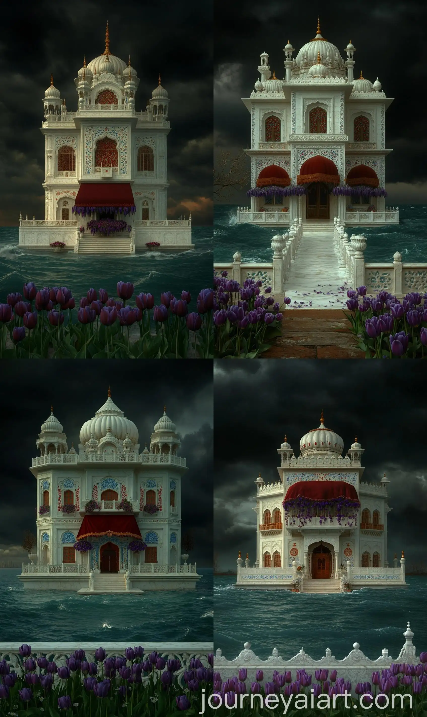 Front-View-of-Harmandir-Sahib-Gurdwara-with-Mughal-Pietra-Dura-Decor-and-Ocean-Background